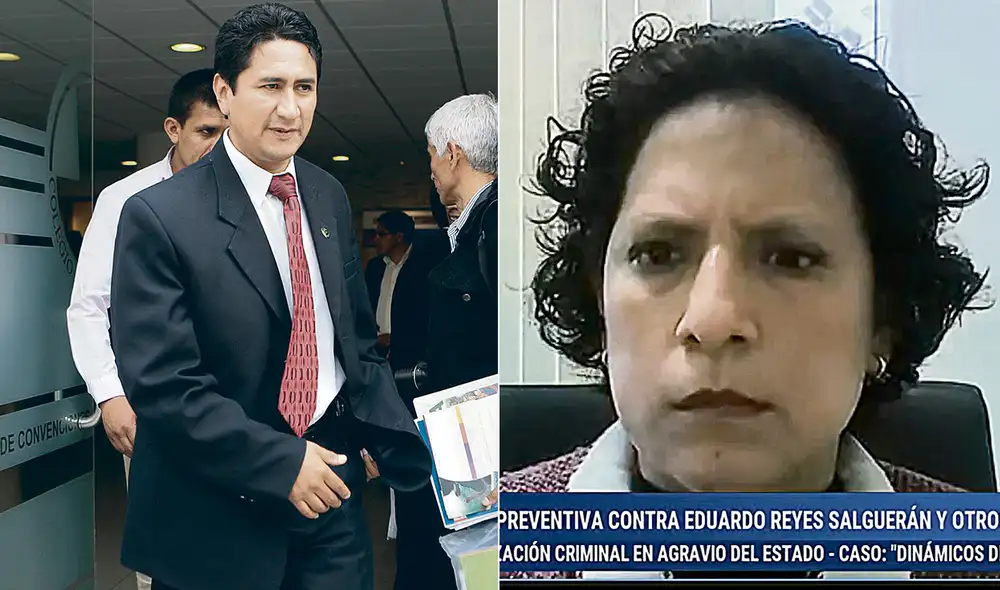 Ante el juez. La fiscal supraprovincial Vanessa Díaz incluyó a Vladimir Cerrón al sustentar el pedido de prisión para Arturo Cárdenas, Eduardo Reyes, Waldys Vilcapoma y otros 15 investigados. Foto: composición La República
