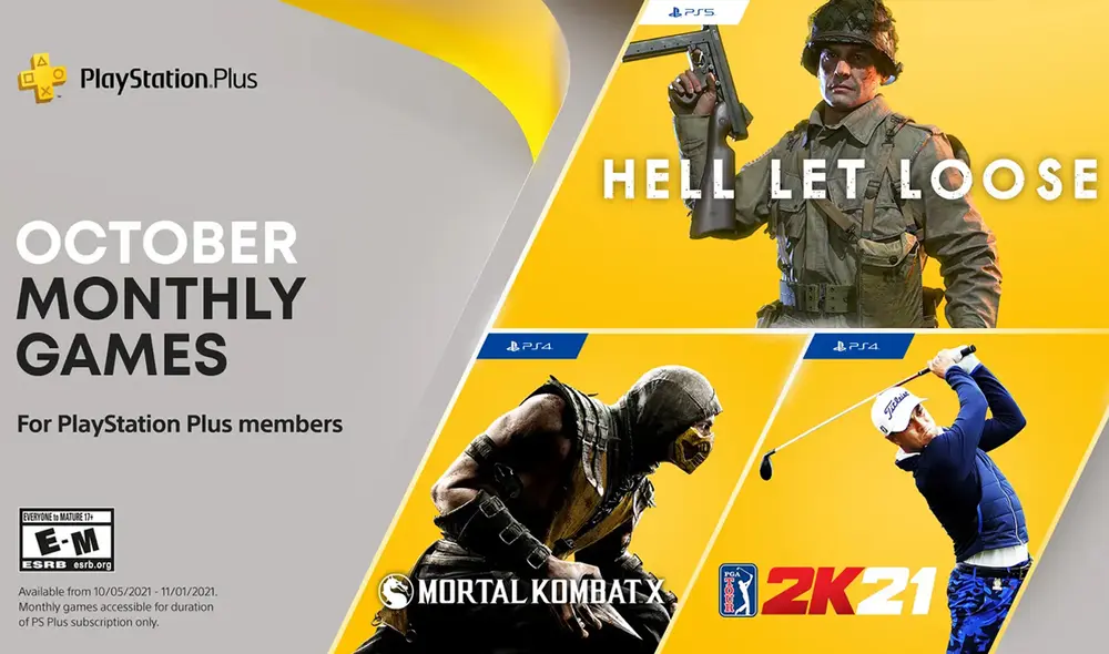 Mortal Kombat X y PGA Tour 2K21 y Hell Let Loose son los juegos elegidos por PlayStation. Foto: Sony