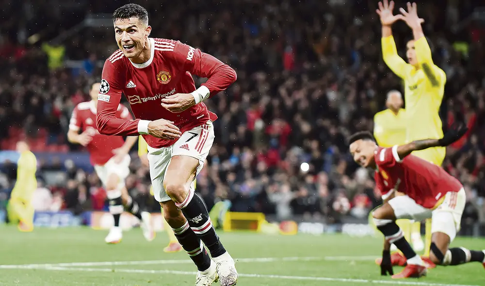 ‘CR7’ se convirtió en el segundo jugador más longevo en encontrar el fondo de la red para los ‘Diablos Rojos’ en competencias europeas. Foto: EFE ‘CR7’ se convirtió en el segundo jugador más longevo en encontrar el fondo de la red para los ‘Diablos Rojos’ en competencias europeas. Foto: EFE