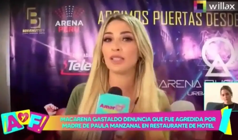 La modelo Macarena Gastaldo fue atacada por la madre de Paula Manzanal mientras se encontraba cenando en el hotel Westin con unos amigos. Foto: captura de Willax