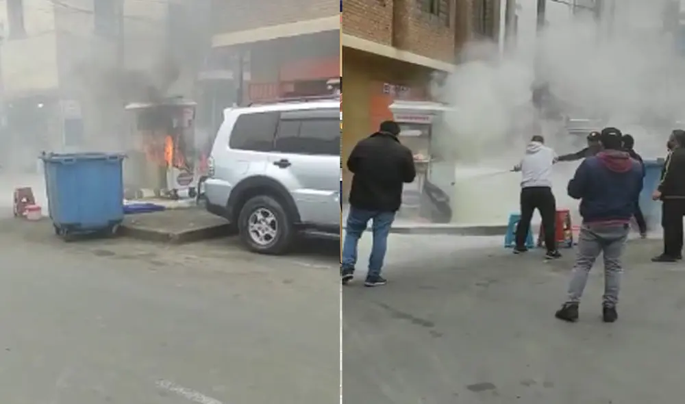 Bomberos atendieron la emergencia en Gamarra. Foto: cortesía de video