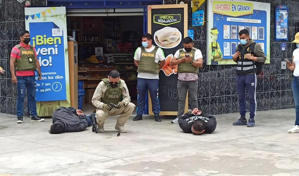 PNP redujo a los delincuentes que portaban un arma de fuego. Foto: Johann Klug / URPI-LR