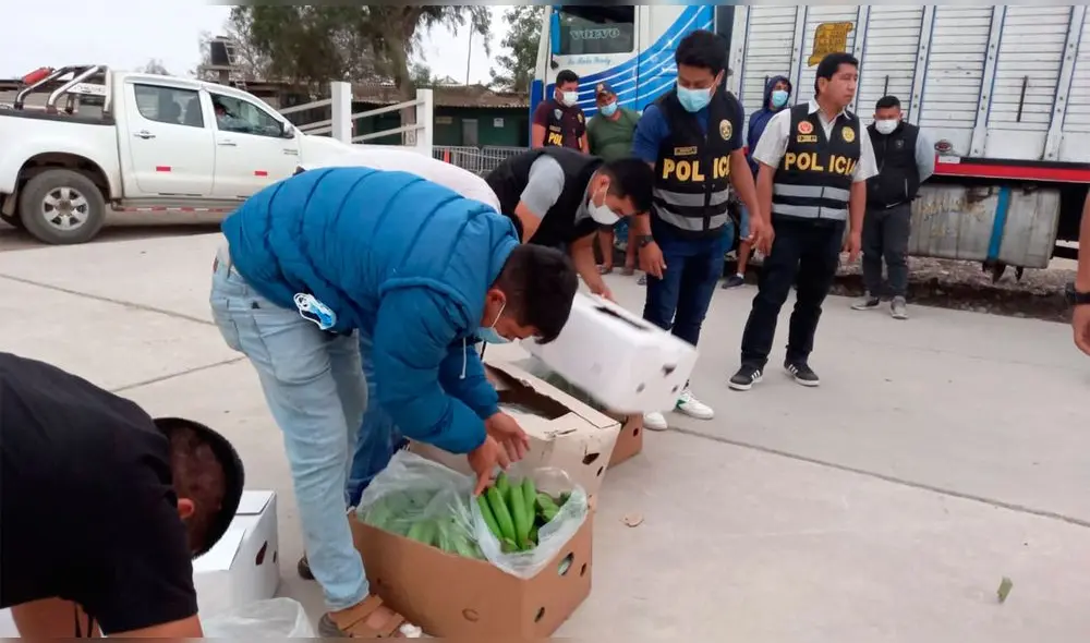 Policía calcula que mercadería superaría los 50 kilos. Foto: PNP Policía calcula que mercadería superaría los 50 kilos. Foto: PNP
