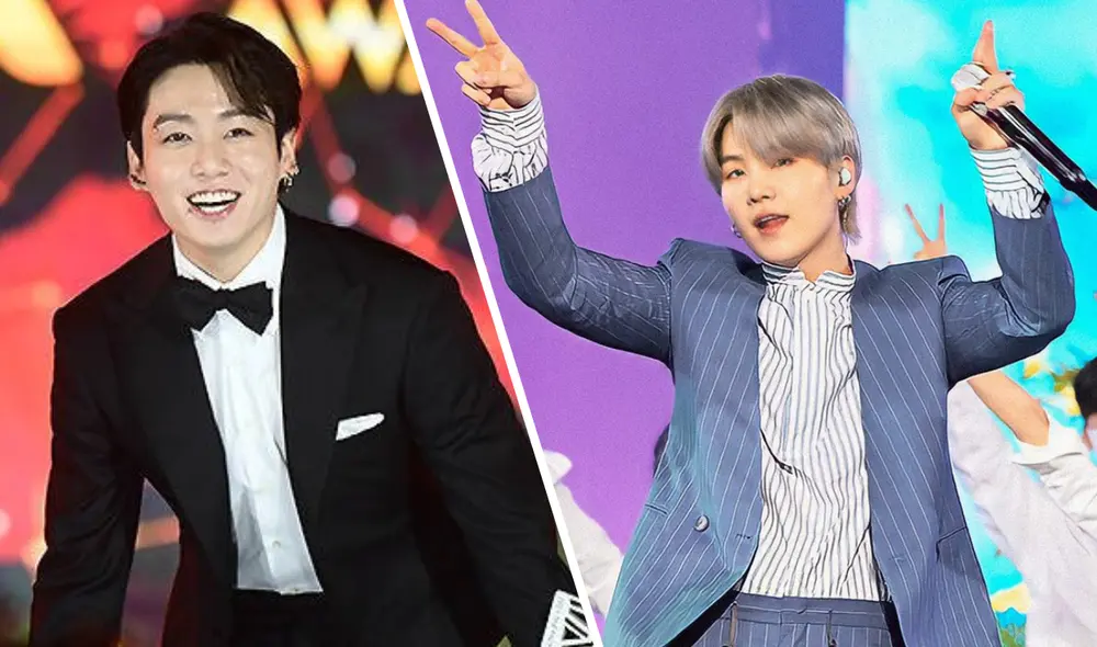 Jungkook y Suga ganaron cinco premios en los TMA 2021 junto a sus compañeros de BTS. Foto: composición LR / The Fact
