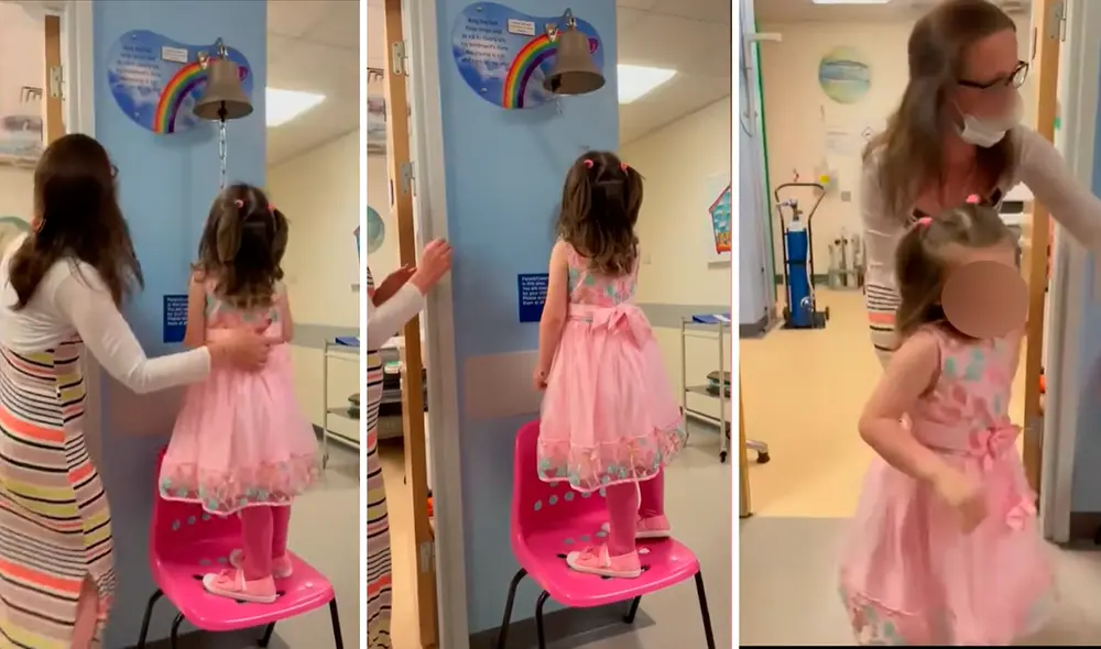 Aunque fue una dura batalla, Daysi logró salir airosa y lo celebró haciendo sonar la campana del hospital. Foto: captura de YouTube Aunque fue una dura batalla, Daysi logró salir airosa y lo celebró haciendo sonar la campana del hospital. Foto: captura de YouTube