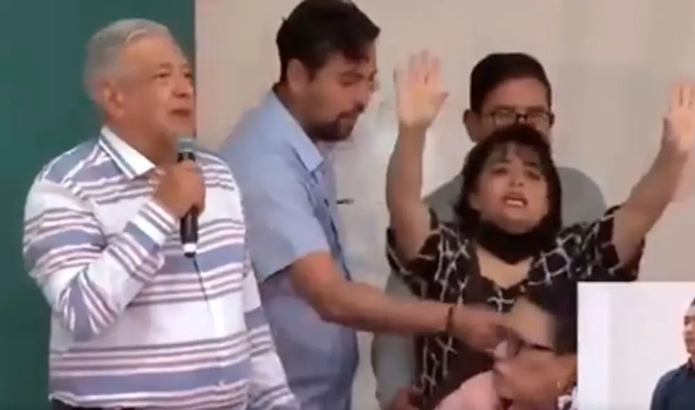 AMLO puso fin a su intervención y dejó encargados a dos ministros de atender los reclamos, aduciendo que debía continuar su recorrido en Tlaxcala (centro). Foto: captura / Twitter AMLO puso fin a su intervención y dejó encargados a dos ministros de atender los reclamos, aduciendo que debía continuar su recorrido en Tlaxcala (centro). Foto: captura / Twitter