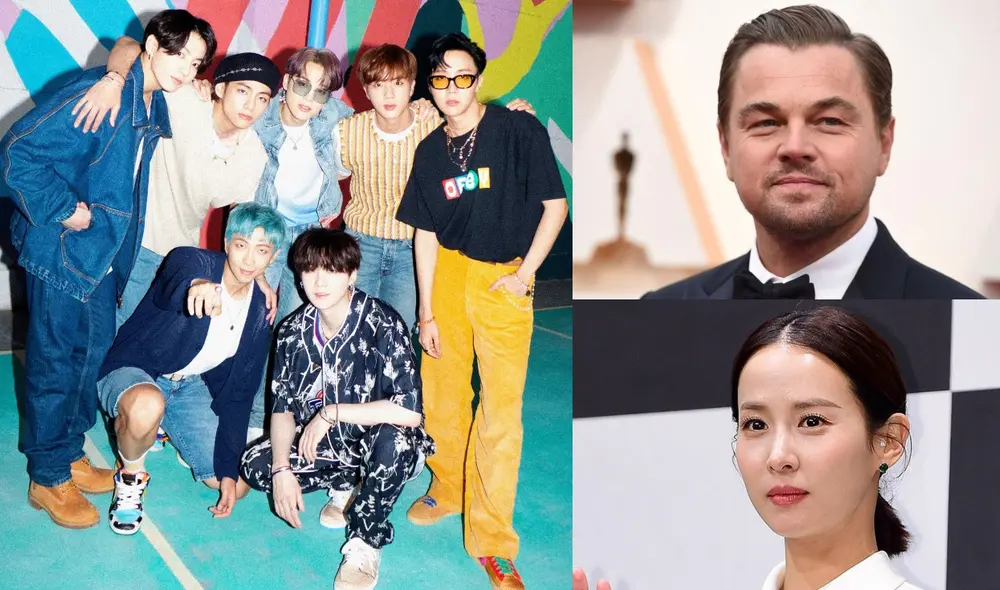 Actriz de Parasite comenta que DiCaprio escucha la música de BTS. Foto: composición