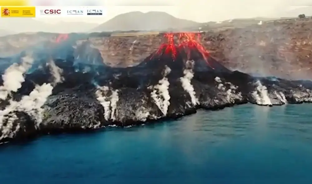 La actividad del volcán de La Palma no ha cesado desde que entró en erupción, el 19 de septiembre. Foto: captura de IGME