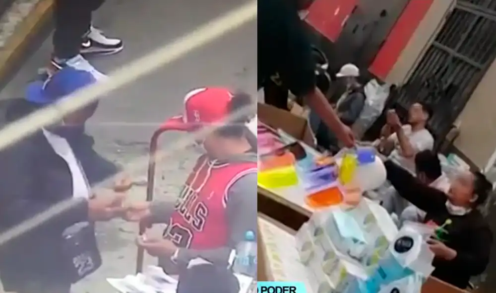 Cobro de cupos a comerciantes ambulantes registrado por policías de inteligencia. Foto y video: América TV