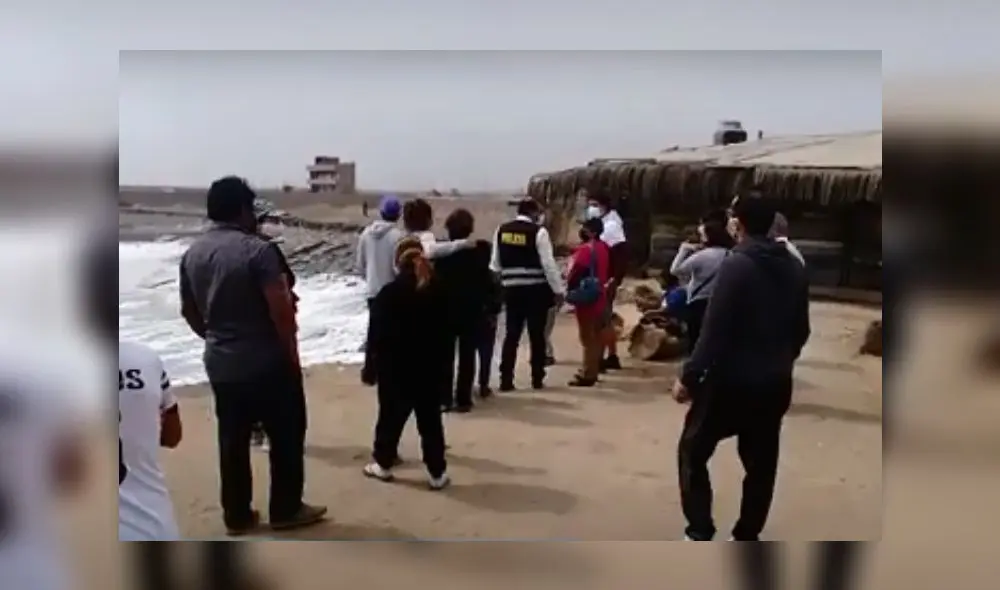 Policía llegó a la playa de Buenos Aires para constatar el heco. Foto: captura video Hoy Noticias