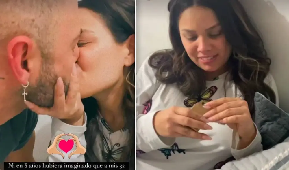 "Quiero ver tu cara, estoy seguro que tu cara va a ser única”, dijo Sebastián Lizarzaburu al entregarle el detalle a Andrea San Martín. Foto: captura Instagram