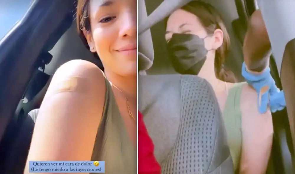 Jazmín Pinedo mostró a sus seguidores el momento en que recibió la vacuna. Foto: captura Instagram