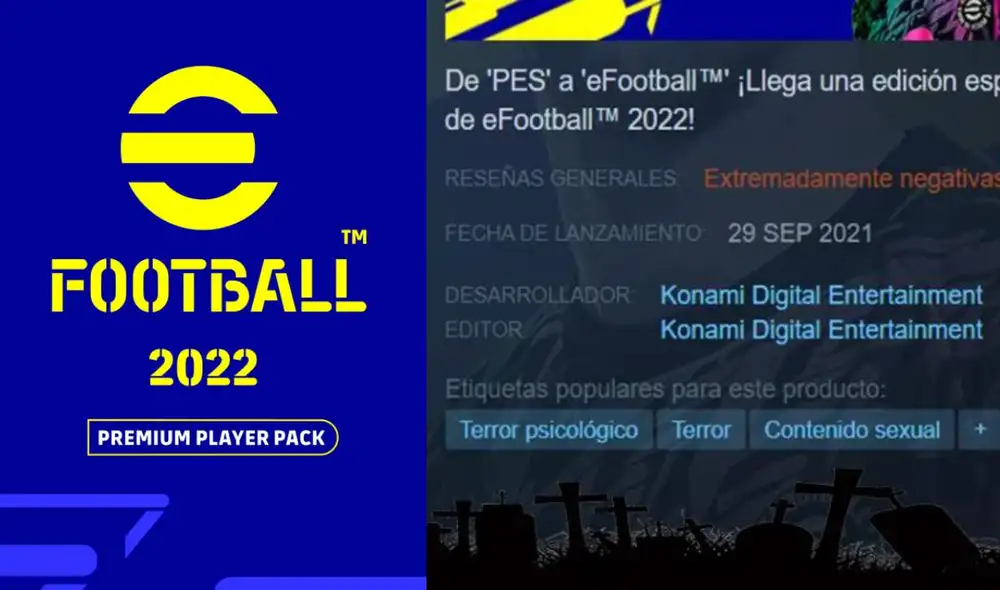 Los usuarios de Steam colocaron curiosas etiquetas para calificar a la última entrega de la saga eFootball. Foto: Steam