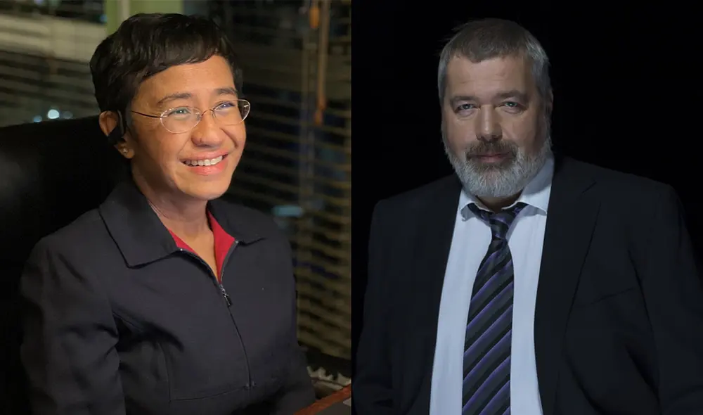 Maria Ressa y Dmitry Muratov, ganadores del Nobel de la Paz 2021. Foto: composición EFE/WAN-IFRA