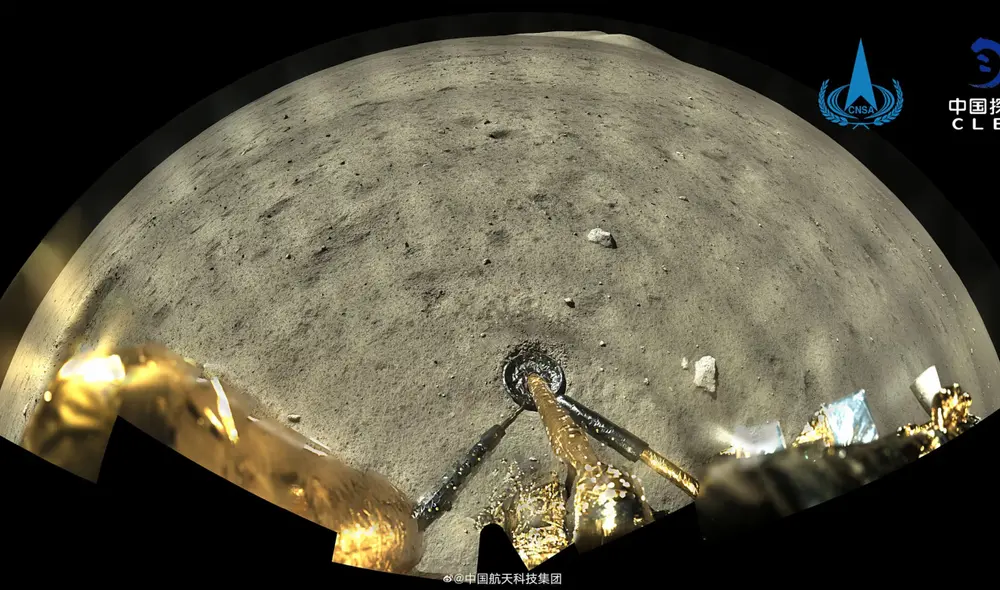 Después de cinco décadas, la misión espacial Chang'e-5 ha sido la primera en volver a recoger muestras de rocas volcánicas en la superficie lunar. Foto: CNSA / CLEP