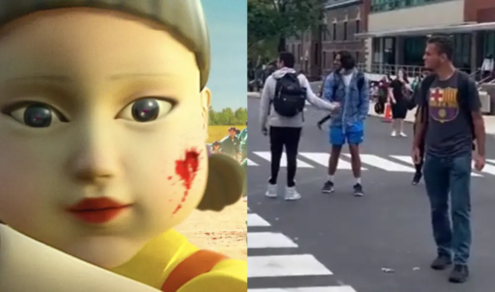 Tiktoker juga 'Luz roja, luz verde' de Squid game en las calles. Foto: composición/TikTok Tiktoker juga 'Luz roja, luz verde' de Squid game en las calles. Foto: composición/TikTok