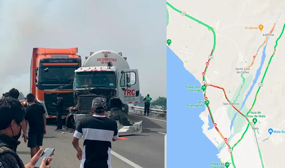 Congestión vehicular se extiende hasta el kilómetro 76 de la Panamericana Sur. Foto: Twitter | Google Maps