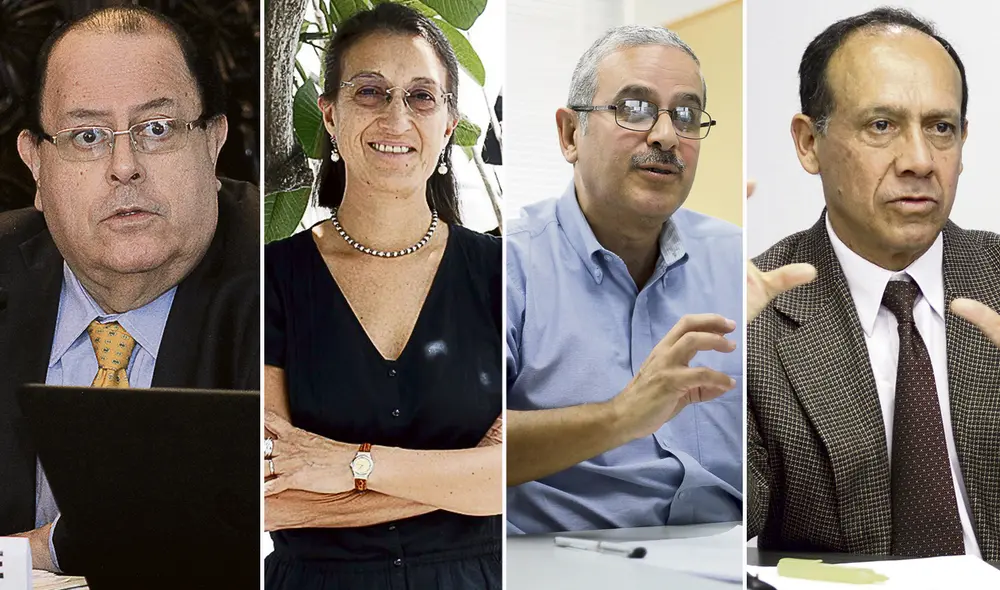 Equipo de primera. Julio Velarde, Roxana Barrantes, Germán Alarco y José Távara conforman la terna escogida por el Ejecutivo para integrar el BCRP por 5 años. Foto: composición/difusión