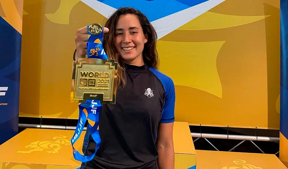 Leilani Bernales con la medalla de oro que ganó. Foto: Leilani Bernales/Instagram