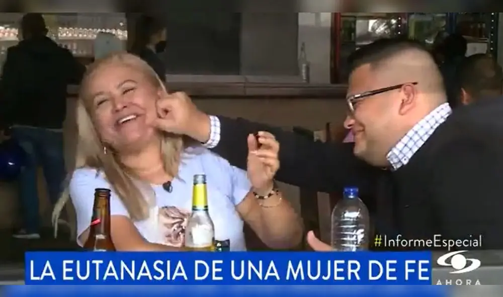 Martha Sepúlveda lucía feliz al lado de su hijo, quien ha acompañado su batalla. Foto: captura de Caracol TV