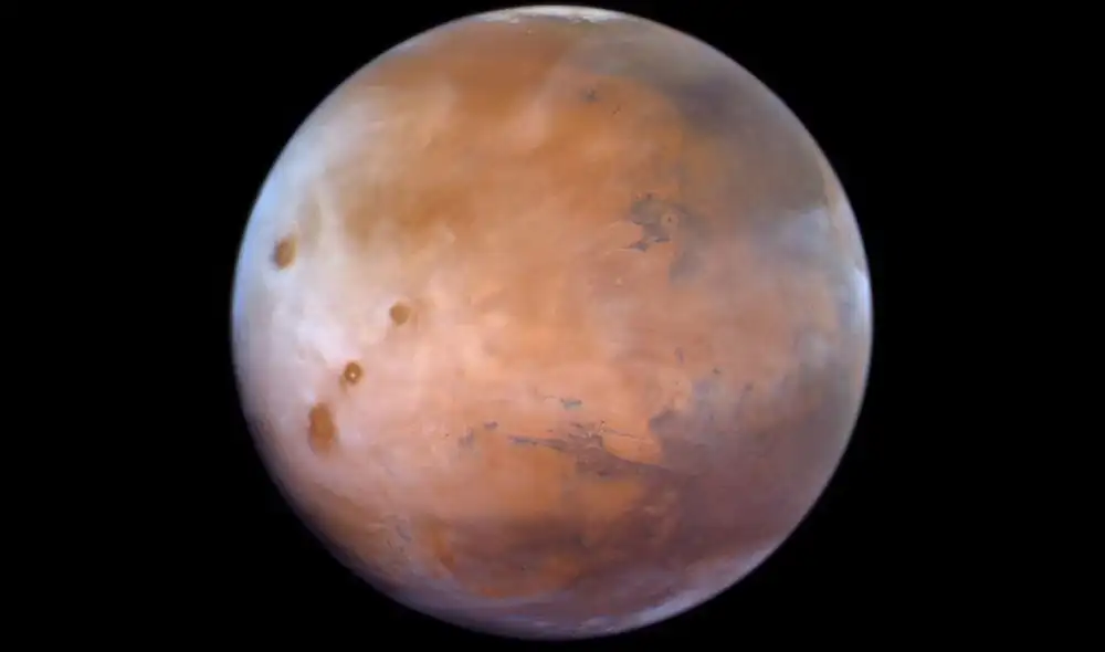 Imagen de Marte recientemente captada por la sonda Hope de Emiratos Árabes. Foto: @ HHShkMohd / Twitter
