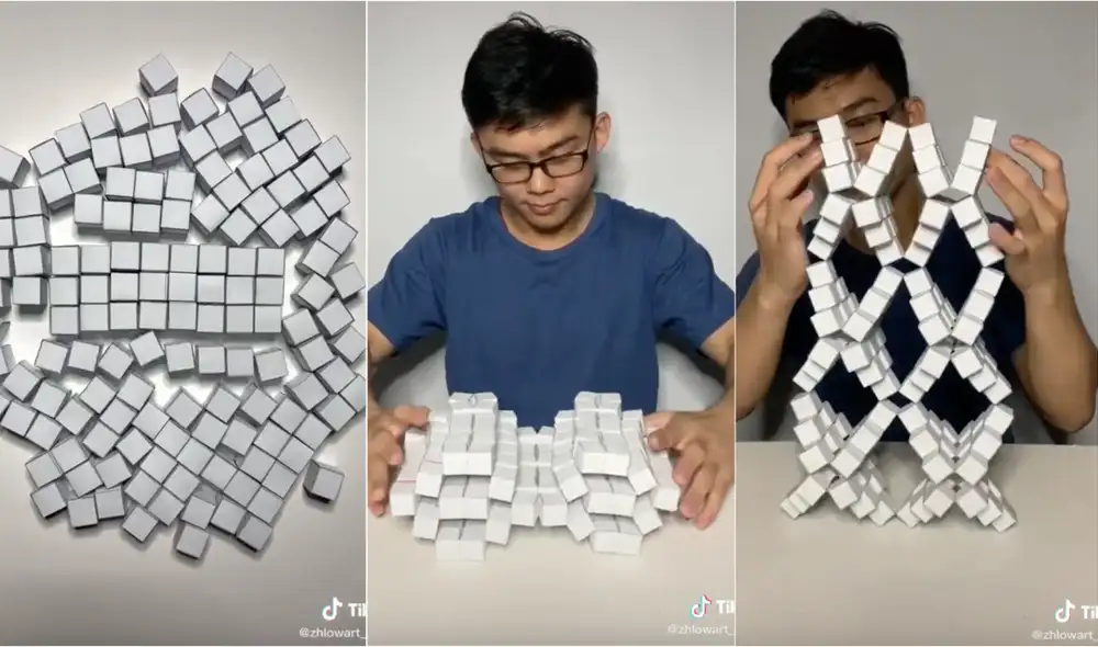 Empleando su creatividad y su pasión por el kirigami ha logrado crear estas artísticas piezas plegables. Foto: captura de video de TikTok Empleando su creatividad y su pasión por el kirigami ha logrado crear estas artísticas piezas plegables. Foto: captura de video de TikTok