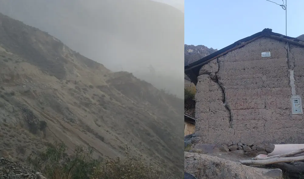 A consecuencia de sismos, hubo derrumbes y casas resultaron con rajaduras. Foto: Municipalidad de Tapay