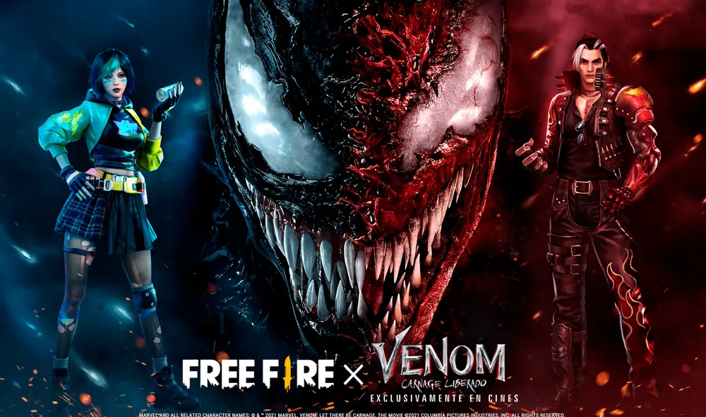 El evento de Free Fire traerá trajes y objetos temáticos de Venom y Carnage. Foto: Garena El evento de Free Fire traerá trajes y objetos temáticos de Venom y Carnage. Foto: Garena