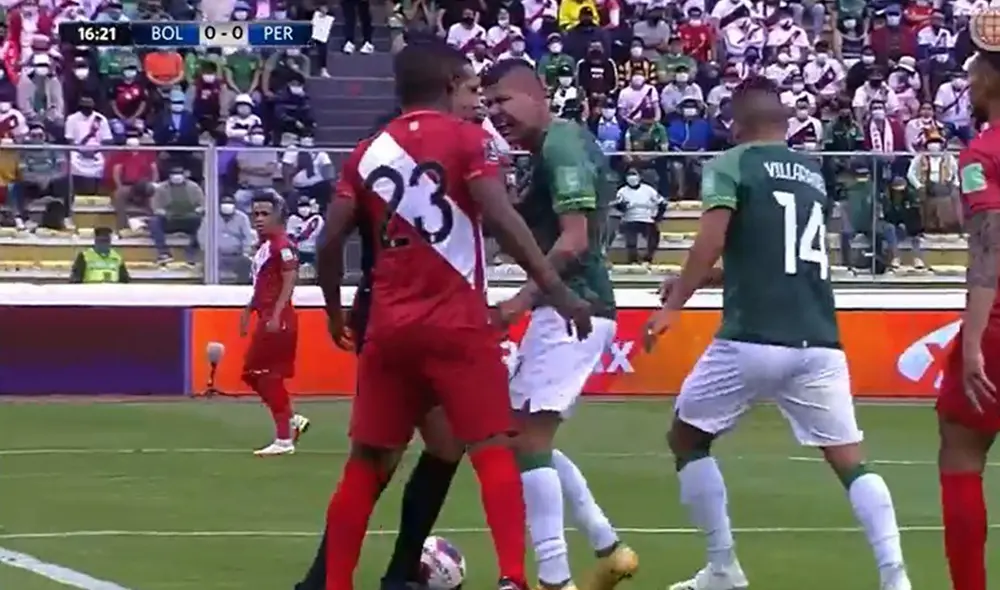 Juan Arce encaró a Pedro Aquino y se produjeron algunos manotazos. Foto: captura Movistar Deportes Juan Arce encaró a Pedro Aquino y se produjeron algunos manotazos. Foto: captura Movistar Deportes