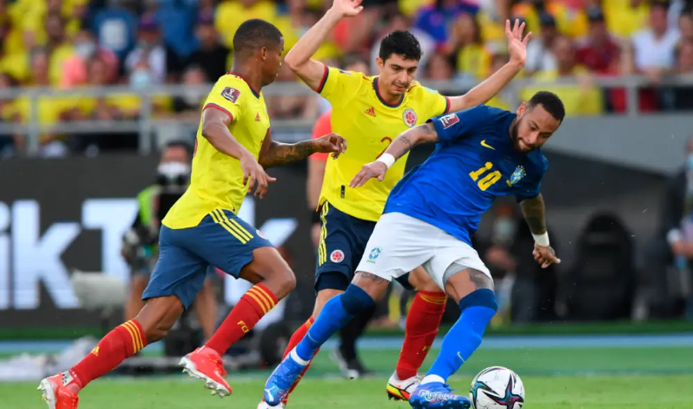 Brasil y Colombia igualan por Eliminatorias Qatar 2022 desde Barranquilla. Foto: AFP