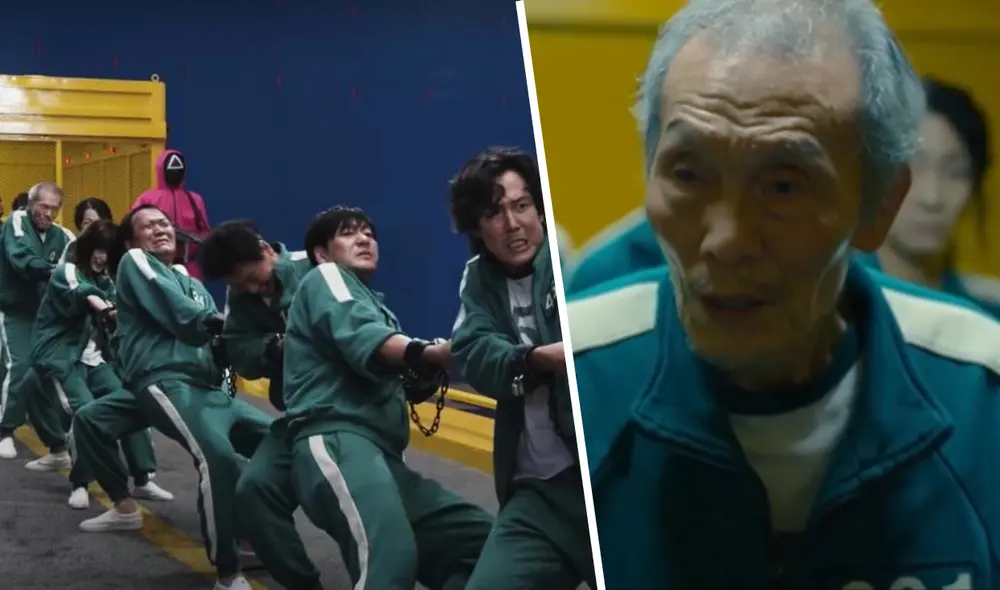 Oh Il Nam, el jugador 001 de Squid game, propuso estrategia que llevó a la victoria a su equipo. Foto: composición Netflix