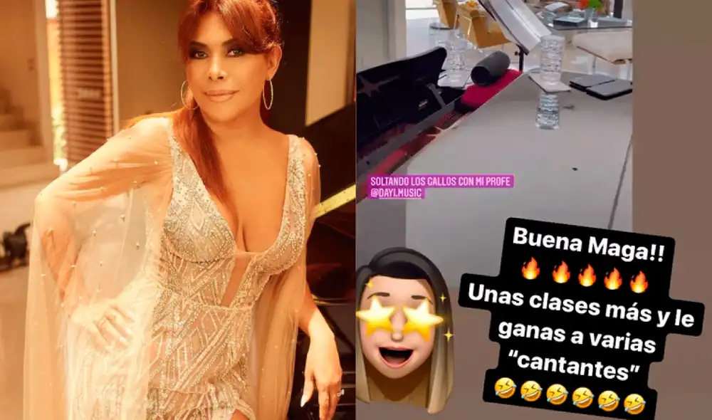 La presentadora de televisión Magaly Medina compartió en Instagram cómo la pasa junto a su esposo y la profesora de interpretación. Foto: Magaly Medina/Captura Instagram