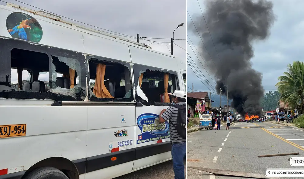 Vehículos terminaron con la ventanas destrozadas. Foto: PNP