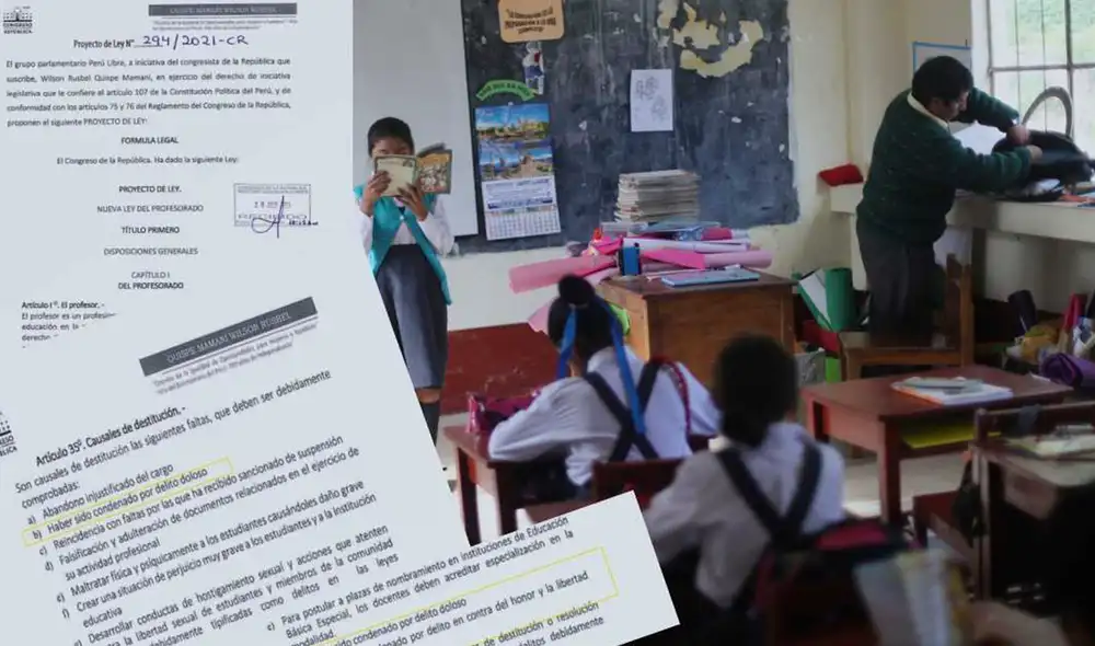 El proyecto de ley N°294/2021-CR, del parlamentario oficialista Wilson Quispe, solo considera “no haber sido condenado por delito en contra del honor y la libertad sexual”. Foto: composición LR