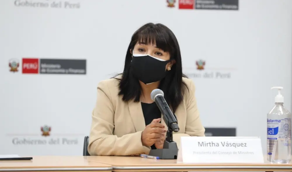 Mirtha Vásquez Chuquilín ofreció su primera conferencia como jefa de la PCM. Foto: Consejo de Ministros