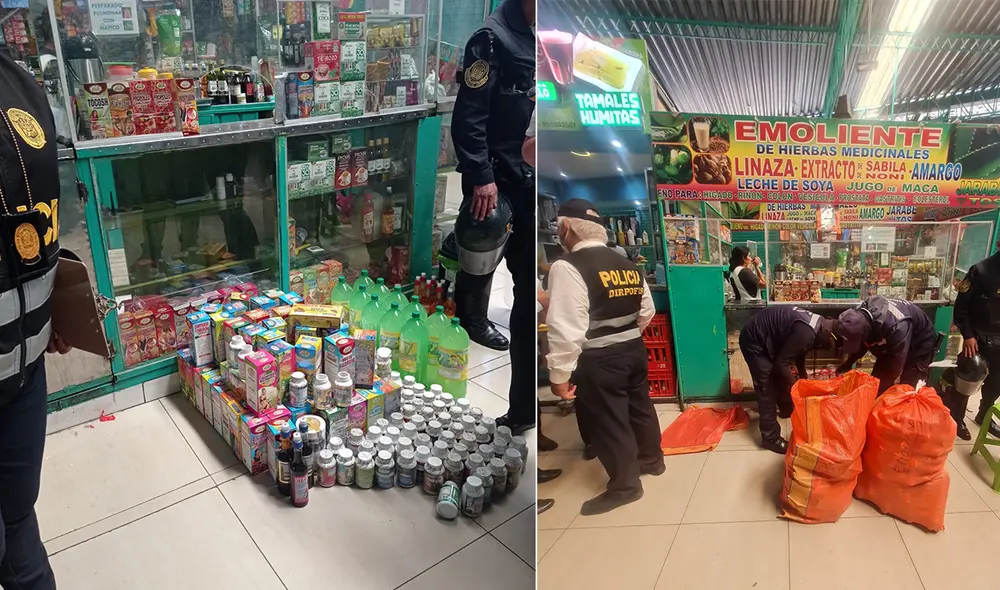 Los productos decomisados serán destruidos posteriormente. Foto: Policía Nacional Los productos decomisados serán destruidos posteriormente. Foto: Policía Nacional