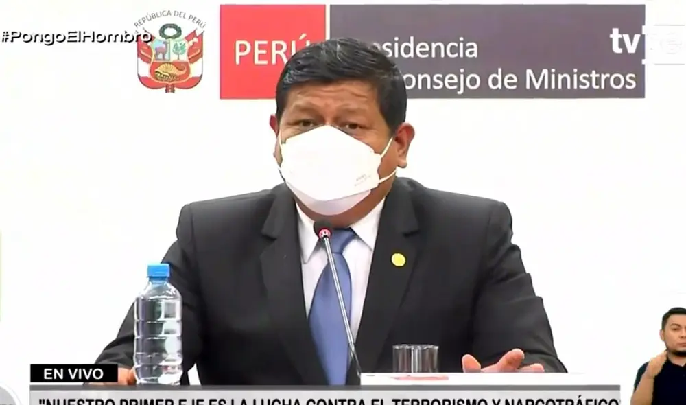 Walter Ayala participó en la reciente conferencia del Consejo de Ministros. Foto: captura TV Perú