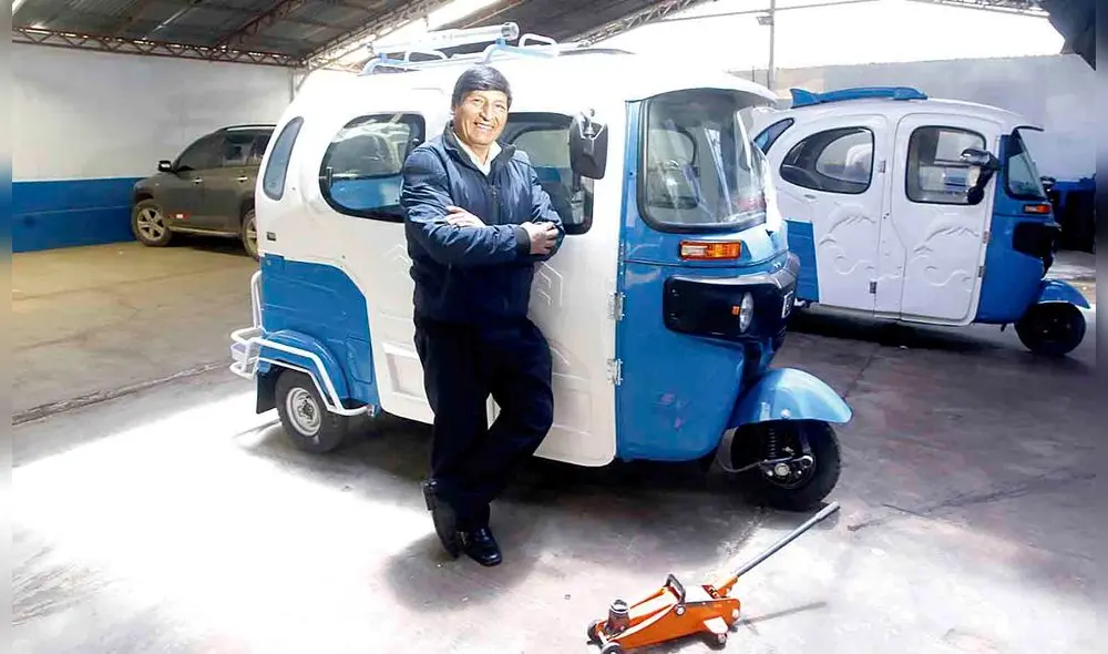 Ensamblador. Matías Tacusi empezó de abajo, ahora preside una planta que ensambla las mototaxis que llegan a Juliaca. Foto: Juan Carlos Cisneros