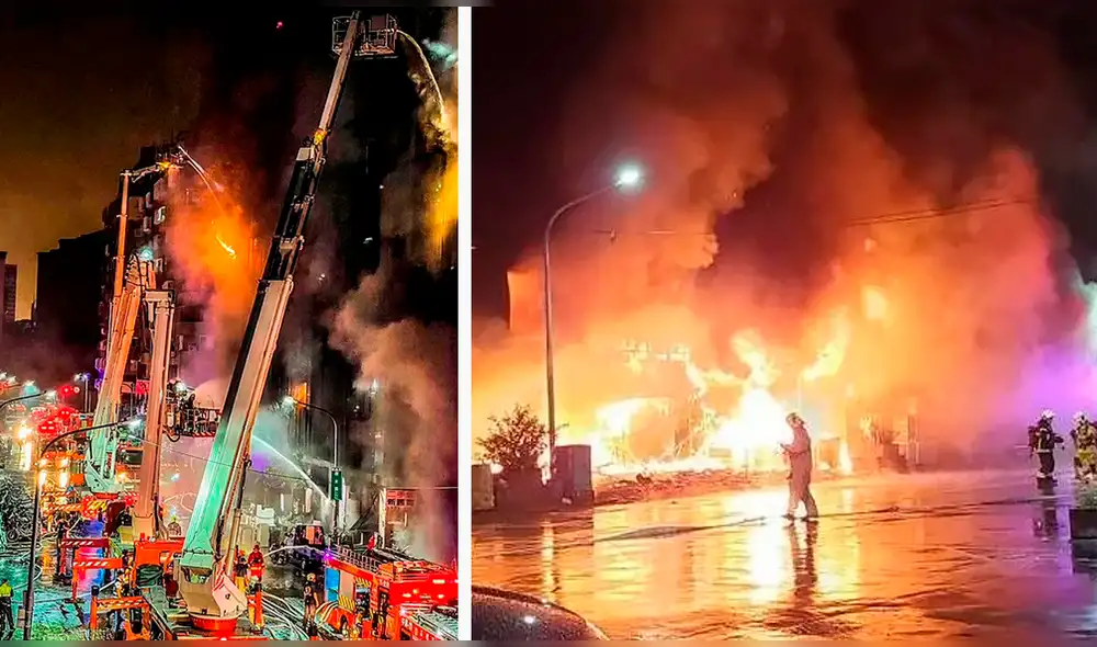 El fuego, cuyo origen se desconoce, afectó a centenares de personas en la ciudad taiwanesa de Kaohsiungen. Foto: composición/AFP