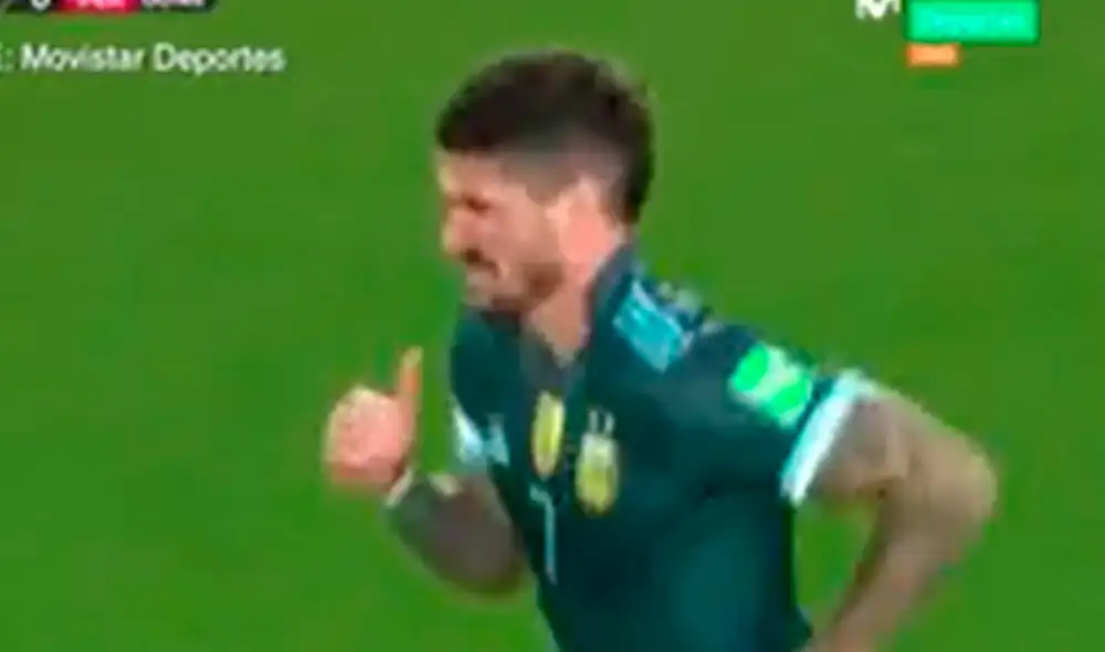 Rodrigo De Paul estuvo a punto de marcar el primero. Foto: captura/Movistar Deportes