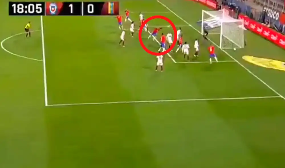 Es el primer gol de Pulgar en estas eliminatorias sudamericanas. Foto: captura TLT Es el primer gol de Pulgar en estas eliminatorias sudamericanas. Foto: captura TLT