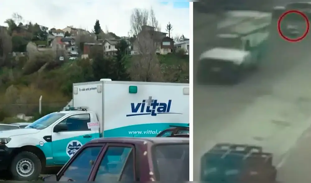 La camilla salió rodando en pleno centro de la ciudad de Bariloche, en Argentina. Foto: composición/Clarín La camilla salió rodando en pleno centro de la ciudad de Bariloche, en Argentina. Foto: composición/Clarín