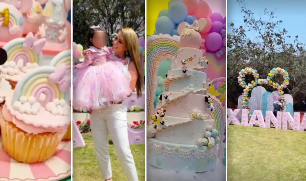 La fiesta de la hija de Samahara Lobatón cuenta con 15 piñatas y una decoración en tonos pasteles. Foto: composición Instagram @yunko_dosantos / Melissa Klug