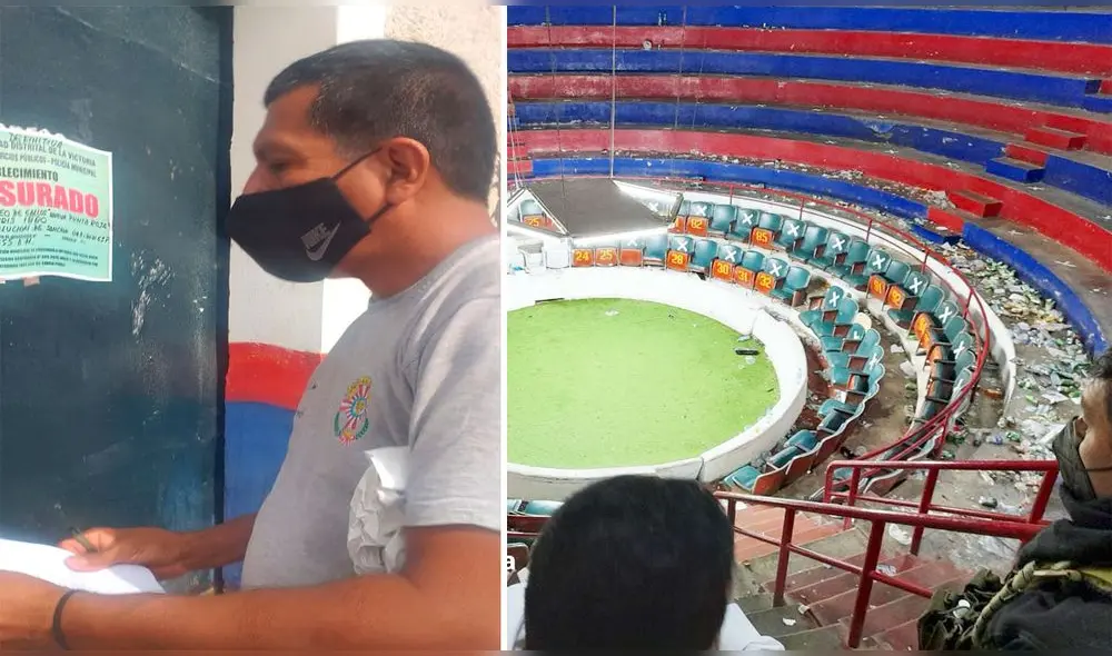 Personal del municipio de La Victoria procedió a clausurar gallera. Foto: composición/La República