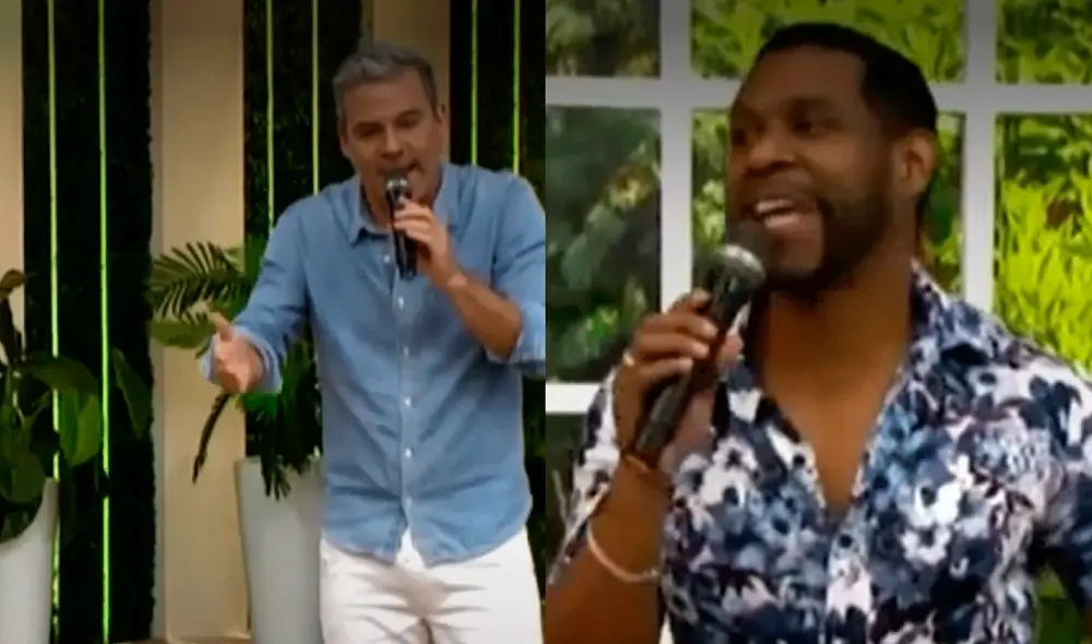 El popular Giselo terminó confesando frente a Adolfo Aguilar que hacer ejercicio para verse bien como el jurado de Reinas del show. Foto: Captura América Tv.