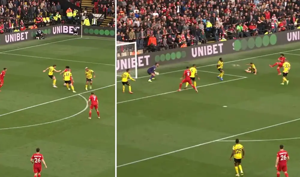 Mohamed Salah anotó en la goleada del Liverpool ante el Watford por la Premier League. Foto: captura/ESPN Mohamed Salah anotó en la goleada del Liverpool ante el Watford por la Premier League. Foto: captura/ESPN