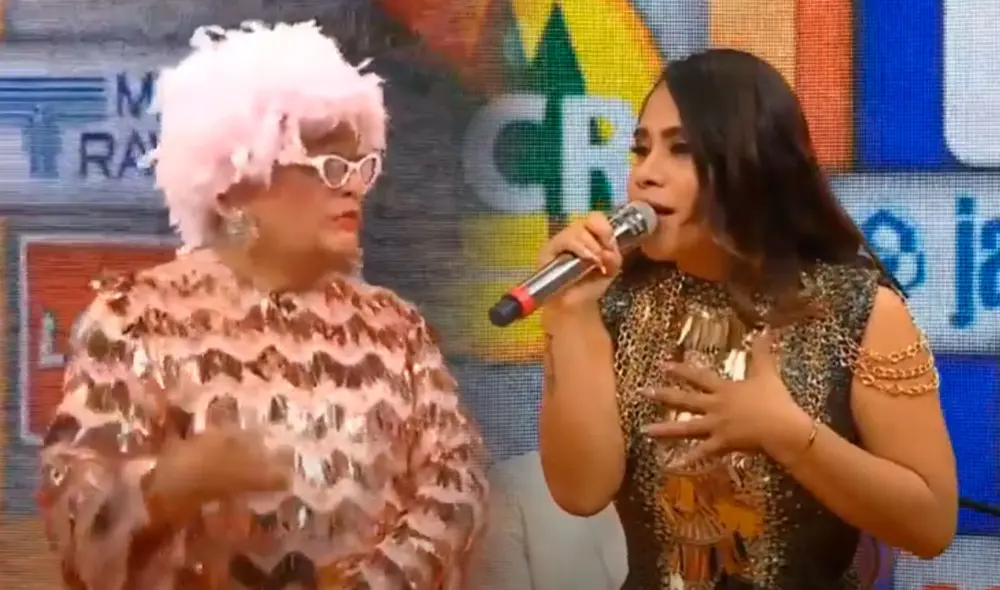 Thamara Gómez participó de una divertida secuencia junto a la 'tía Gloria', interpretado por Jorge Benavides. Foto: captura/ATV