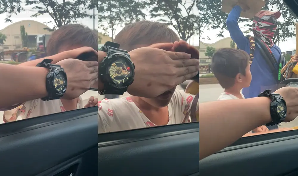 Al automóvil donde estaba el hombre se acercaron otros niños. Foto: captura de YouTube