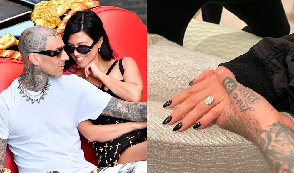 Kourtney Kardashian se convierte en novia del músico Travis Barker. Foto: composición/Backgrid/Twitter/Perez Hilton