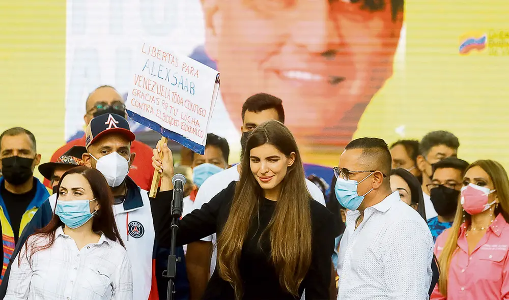 Respaldo. El último domingo, familiares de Alex Saab encabezaron manifestaciones en apoyo al empresario colombiano. Foto: EFE